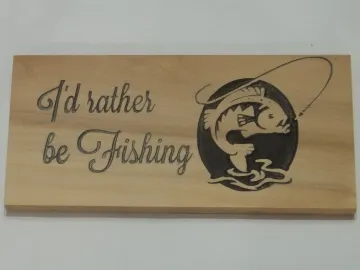 Wood Sign — Fishing carved by Paul's Pens n Things